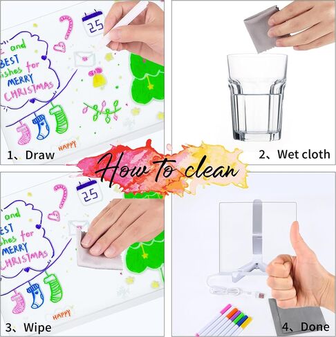 LED Note Board with Colors,Led Light Up Acrylic Message Board,LED Illuminated Drawing Board Light Up Dry Erase Board with Stand for Office School Home (11.81 * 7.88'') in Kuwait