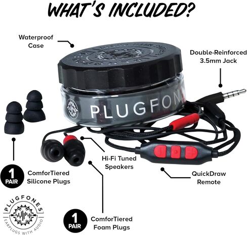 Plugfones Protector Plus VL in-Ear Earplug Earbuds, Noise Reduction Headphones with Noise Isolating Mic and Controls, Blue & Yellow in Kuwait