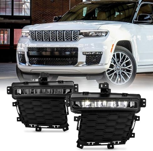 AKKON - يناسب 2022-2024 Jeep Grand Cherokee [طراز ثلاثة صفوف] زوج مصابيح الضباب LED يسار + يمين مع مفتاح طاقة لحزام الأسلاك in Kuwait