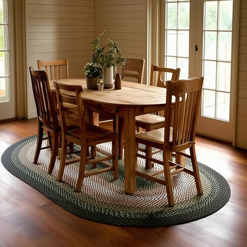 Super Area Rugs Oval 5' X 7' Green - Ivory Oval Braided Rug for Farmhouse Style Bedrooms and Living Rooms in Saudi Arabia