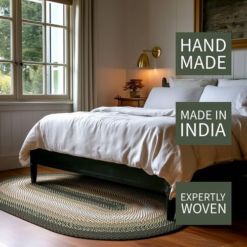 Super Area Rugs Oval 5' X 7' Green - Ivory Oval Braided Rug for Farmhouse Style Bedrooms and Living Rooms in Saudi Arabia
