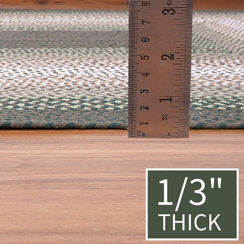 Super Area Rugs Oval 5' X 7' Green - Ivory Oval Braided Rug for Farmhouse Style Bedrooms and Living Rooms in Saudi Arabia