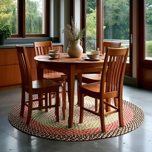 Super Area Rugs Oval 5' X 7' Green - Ivory Oval Braided Rug for Farmhouse Style Bedrooms and Living Rooms in Saudi Arabia