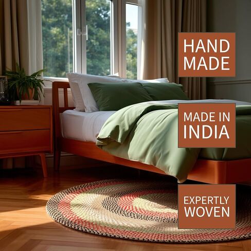 Super Area Rugs Oval 5' X 7' Green - Ivory Oval Braided Rug for Farmhouse Style Bedrooms and Living Rooms in Saudi Arabia