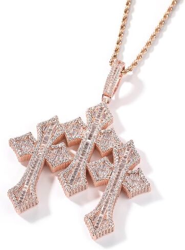 Men's Rope Link Chain Pendant, Moissanite and Gold, Hip Hop Iced Out Jewelry 24inches in Saudi Arabia