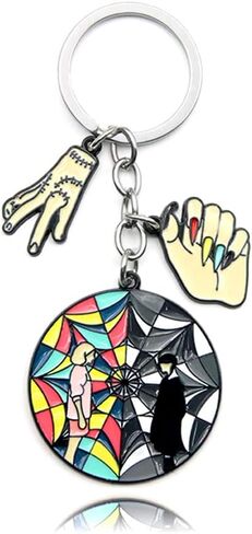 SONGCHANGJEWELRY Addams Alloy Enamel Keychain Merch Halloween Cosplay Costume Accessories Women Men Jewelry Gift (690) in Saudi Arabia