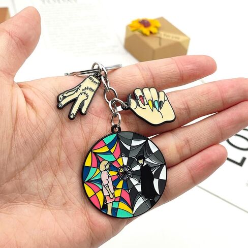 SONGCHANGJEWELRY Addams Alloy Enamel Keychain Merch Halloween Cosplay Costume Accessories Women Men Jewelry Gift (690) in Saudi Arabia