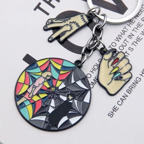 SONGCHANGJEWELRY Addams Alloy Enamel Keychain Merch Halloween Cosplay Costume Accessories Women Men Jewelry Gift (690) in Saudi Arabia
