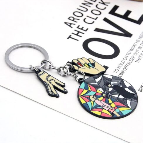 SONGCHANGJEWELRY Addams Alloy Enamel Keychain Merch Halloween Cosplay Costume Accessories Women Men Jewelry Gift (690) in Saudi Arabia