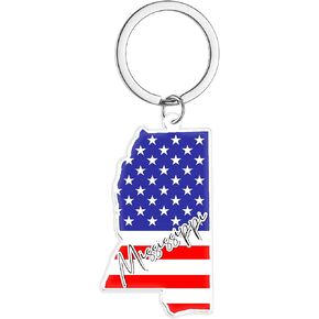 Mississippi Souvenirs Keychain With Key Ring - American Flag Keychain, Key Holder For Gifts,Souvenirs From Usa,Spot M in Kuwait