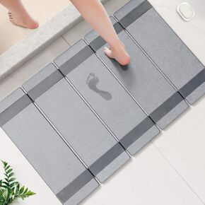 Stone Bath Mat, Super Big, 20"x32", Foldable, Multifunctional, Dark Gray Bathroom Mat for Shower in Saudi Arabia