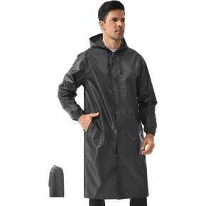 iCreek Men's Long Rain Coat Hooded Packable Waterproof Lightweight Outdoor Rain Jacket Trench Coats Windbreaker in Kuwait