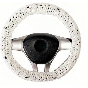 Crochet Steering Wheel Cover, Sunflower Steering Wheel Cover, 14-15 inch, Universal fit, Boho Car Accessories, for Men, Women and Girly, White (A Wheel Cover) in Saudi Arabia