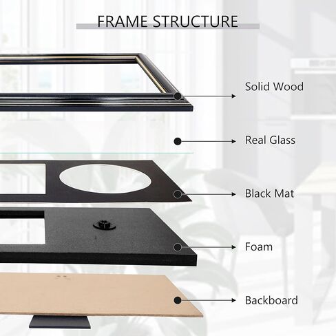 إطار عرض الأقراص المضغوطة GMFrames مع زجاج حقيقي للأقراص وحافظة الأقراص المضغوطة، إطار موسيقى CD موقع للجدار والطاولة، إطار أسود مع حصيرة سوداء in Saudi Arabia