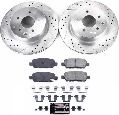 Power Stop K179 Rear Z23 Carbon Fiber Brake Pads with Drilled & Slotted Brake Rotors Kit For G25, G35, G37, M35, M45, 350Z, Maxima [Model Specific] in Saudi Arabia
