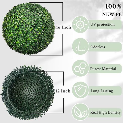 كرة توبياري نباتية صناعية، مضادة للأشعة فوق البنفسجية قطعتين مقاس 20 بوصة 4 طبقات من أوراق الشجر من خشب البقس الصناعي لحفلات الزفاف، والشرفة، والحديقة، والفناء الخلفي، وديكور المنزل الداخلي والخارجي in Kuwait