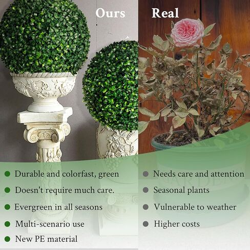 كرة توبياري نباتية صناعية، مضادة للأشعة فوق البنفسجية قطعتين مقاس 20 بوصة 4 طبقات من أوراق الشجر من خشب البقس الصناعي لحفلات الزفاف، والشرفة، والحديقة، والفناء الخلفي، وديكور المنزل الداخلي والخارجي in Kuwait