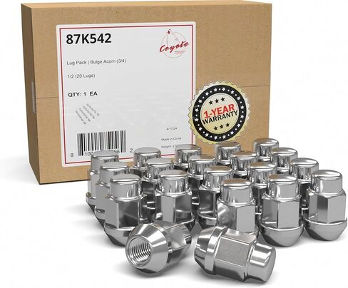 Wheel Accessories Parts 20 Pcs 1/2"-20 Thread Bulge Acorn 35mm 1.38" Long Lug Nuts Chrome 3/4" 19mm Hex Fits 1964-14 Ford Mustang ｜ 1959-86 Jeep CJ ｜ 1987-18 Jeep Wrangler ｜ 1993-10 Grand Cherokee in Saudi Arabia