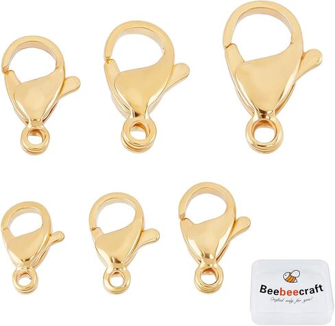 Beebeecraft 60Pcs 6 Sizes Silver Lobster Clasps 316 Stainless Steel Trigger Small Snap Clasp Closure Hook for Bracelet Necklace Jewelry Making in Kuwait