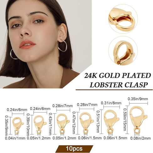 Beebeecraft 60Pcs 6 Sizes Silver Lobster Clasps 316 Stainless Steel Trigger Small Snap Clasp Closure Hook for Bracelet Necklace Jewelry Making in Kuwait