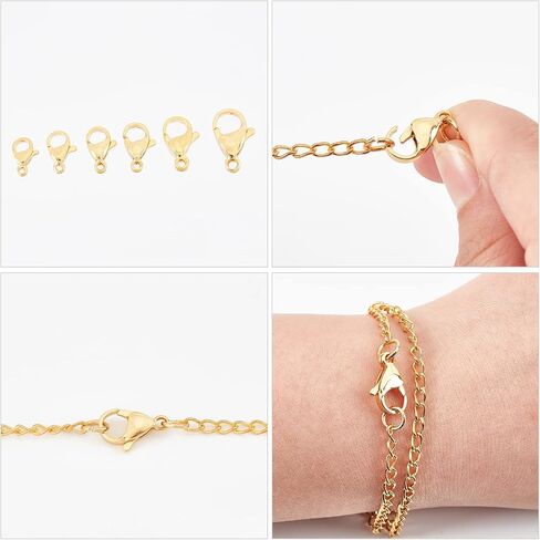 Beebeecraft 60Pcs 6 Sizes Silver Lobster Clasps 316 Stainless Steel Trigger Small Snap Clasp Closure Hook for Bracelet Necklace Jewelry Making in Kuwait
