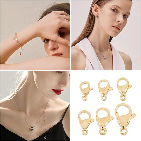 Beebeecraft 60Pcs 6 Sizes Silver Lobster Clasps 316 Stainless Steel Trigger Small Snap Clasp Closure Hook for Bracelet Necklace Jewelry Making in Kuwait