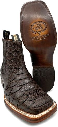 Mens Leather Short Ankle Embossed Python Print Cowboy Boot in Saudi Arabia