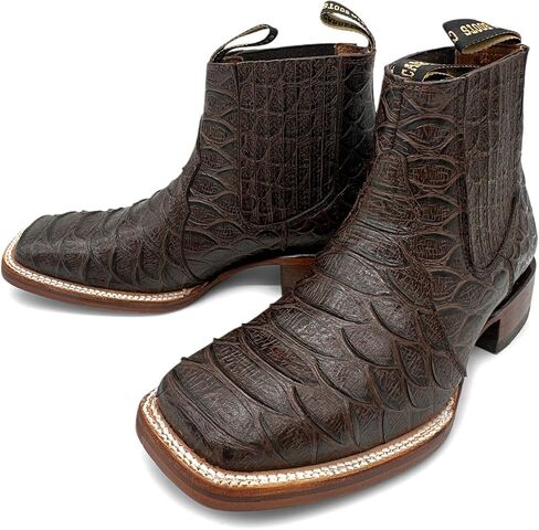 Mens Leather Short Ankle Embossed Python Print Cowboy Boot in Saudi Arabia