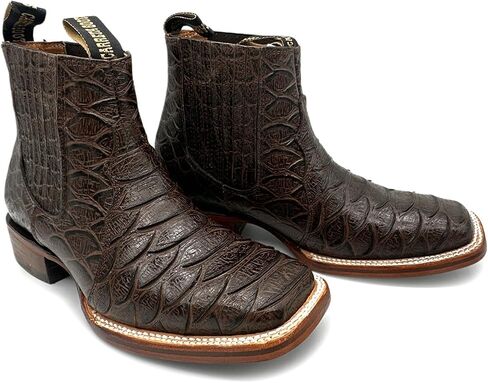 Mens Leather Short Ankle Embossed Python Print Cowboy Boot in Saudi Arabia