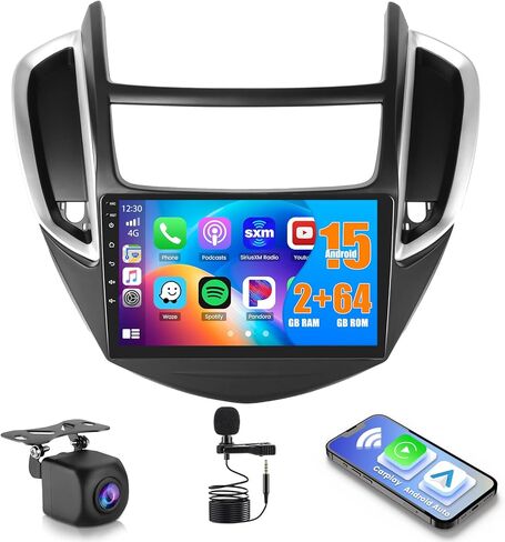 Car Stereo for Chevrolet Chevy Trax 2014-2016 with Apple Wireless Carplay Android Auto, 2+64G Android 13 9 inch Touch Screen Radio with GPS WiFi Bluetooth SWC FM RDS Radio EQ+AHD Backup Camera in Kuwait