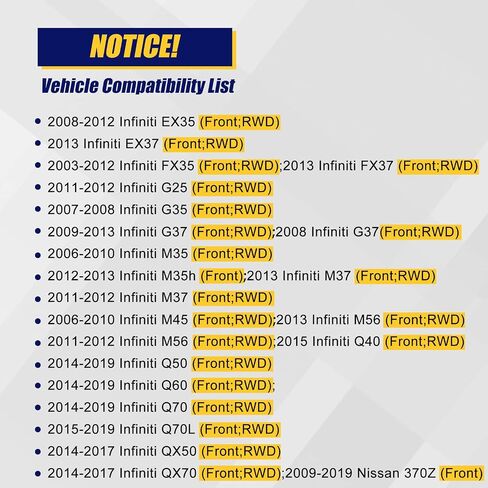 KUSATEC 513334 أمامي 2 قطعة محمل عجلة RWD ومجموعة محور متوافقة مع 2009-2019 لنيسان 370Z؛ 2003-2019 إنفينيتي G25 G35 G37، Q50 Q60 Q70 Q40، FX35 EX35 FX37 EX37، M35 M45 M37 M56، 5 العروة in Saudi Arabia