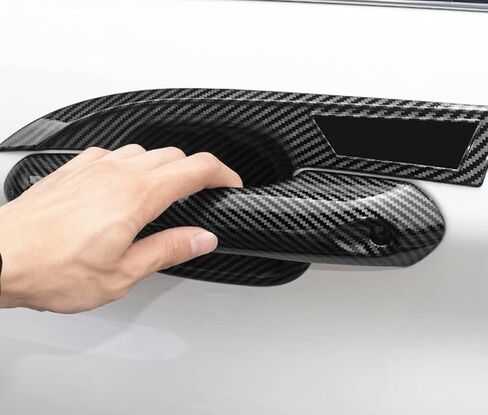 ملحقات السيارة تناسب Ford Explorer 2020 2021 2022 2023 غطاء مقبض الباب الخارجي الزخارف (نمط ألياف الكربون) ABS 4 قطع مع فتحات دخول ذكية in Kuwait