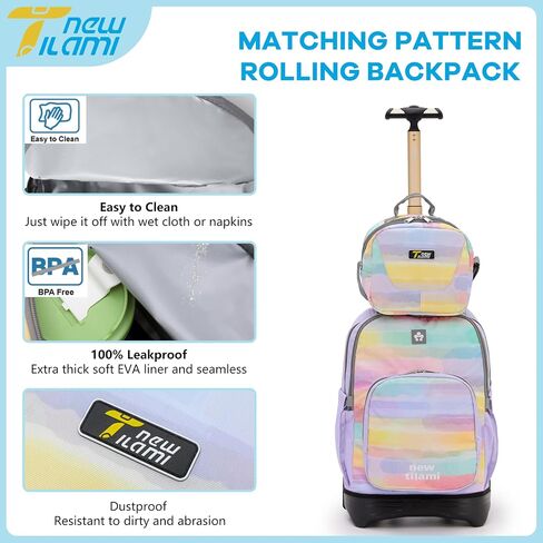 NEW TILAMI Kids Lunch Bag Double Insulated for tilami Rolling Backpack Girls Boys forTravel School Picnic, Whispering Lavender Dream in Saudi Arabia