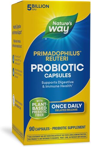 Nature's Way Primadophilus Reuteri Probiotic، يدعم صحة الجهاز الهضمي والمناعة*، 5 مليار ثقافة حية، 90 كبسولة (قد تختلف التعبئة) in Saudi Arabia
