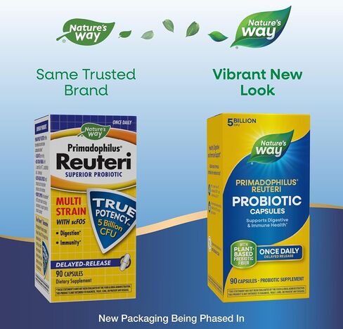 Nature's Way Primadophilus Reuteri Probiotic، يدعم صحة الجهاز الهضمي والمناعة*، 5 مليار ثقافة حية، 90 كبسولة (قد تختلف التعبئة) in Saudi Arabia