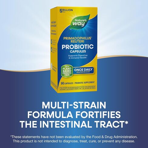 Nature's Way Primadophilus Reuteri Probiotic، يدعم صحة الجهاز الهضمي والمناعة*، 5 مليار ثقافة حية، 90 كبسولة (قد تختلف التعبئة) in Saudi Arabia