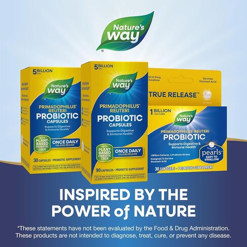 Nature's Way Primadophilus Reuteri Probiotic، يدعم صحة الجهاز الهضمي والمناعة*، 5 مليار ثقافة حية، 90 كبسولة (قد تختلف التعبئة) in Saudi Arabia