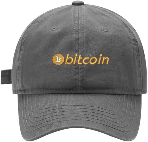 Mens Baseball Caps Embroidered Bitcoin BTC Adjustable Dad Hat Washed Cotton in Kuwait