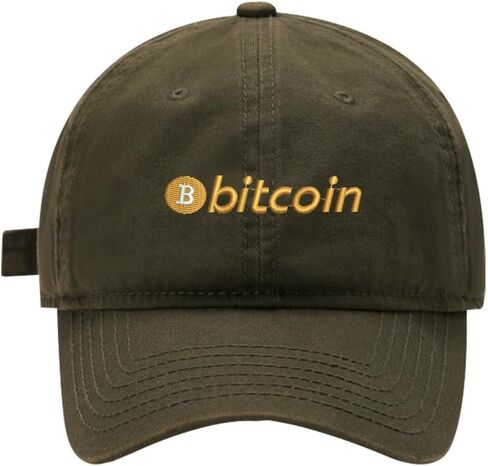 Mens Baseball Caps Embroidered Bitcoin BTC Adjustable Dad Hat Washed Cotton in Kuwait