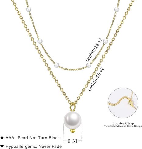 مجموعة قلادة مطلية بالذهب عيار 14 قيراط - عقد بطبقات وقلادة سلسلة للنساء in Saudi Arabia