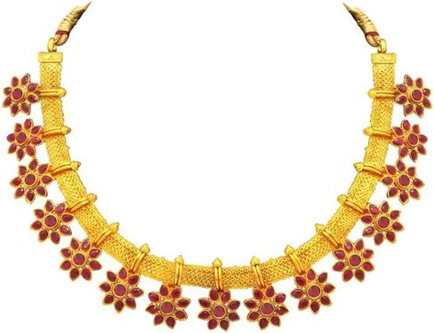 Aheli Bollywood Flower Shape Faux Stone Wedding Necklace Earrings Indian Fashion Jewelry Set Gift for Women in Saudi Arabia