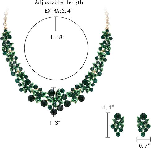 EleQueen Women's Wedding Bridal Statement Crystal Necklace Earrings Set for Brides Bridesmaid, Butterfly Leaf Jewelry for Prom Party in Saudi Arabia