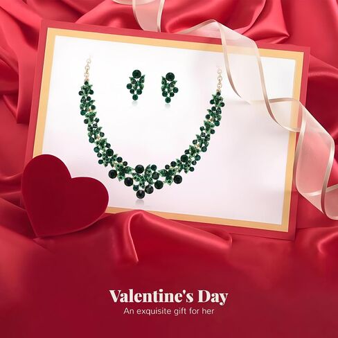 EleQueen Women's Wedding Bridal Statement Crystal Necklace Earrings Set for Brides Bridesmaid, Butterfly Leaf Jewelry for Prom Party in Saudi Arabia