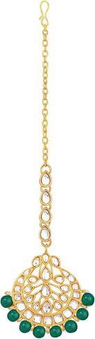 Aheli Indian Wedding Wear Beaded Faux Kundan Pearl Necklace Set with Earrings Maang Tikka Ethnic Fashion Jewelry Gift for Women in Saudi Arabia
