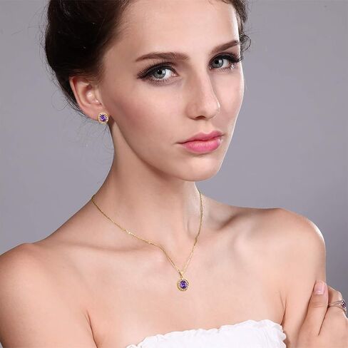 Gem Stone King 18K Yellow Gold Plated Silver 10X8MM Oval Gemstone Birthstone Greek Key Pendant and Earrings Jewelry Set For Women | With 18 Inch Chain in Saudi Arabia