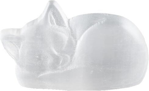 Erliway Natural Selenite Sleeping Cat 2.75" Large Selenite Quartz Crystal Cat Figurine Healing Stone Carved Ornaments for Cleansing Protection Spiritual Healing Home Decor in Saudi Arabia