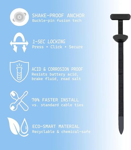 Universal Nylon Cable Tie Buckle for Car Repair - Heavy Duty Self-Locking Zipper Clips with Anti-Theft Buckle & UV Resistance, Replaces 90% Screws for Fender/Trunk/Engine Covers (50 Pcs) in Saudi Arabia