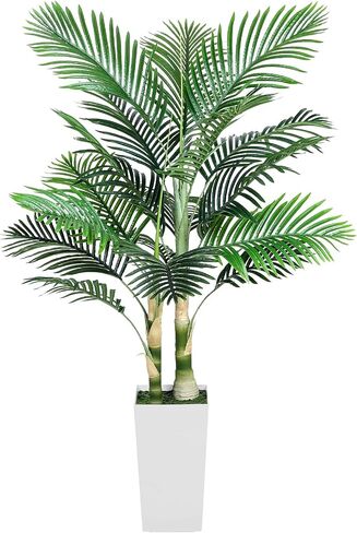 Fake Palm Tree, 8ft Artificial Phoenix Palm Tree Tall Tropical Tree with Adjustable Leaves & Planter, Outdoor Indoor Faux Trees for Living Room/Patio/Poolside/Yard Decor in Saudi Arabia