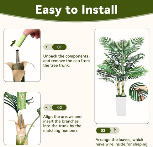 Fake Palm Tree, 8ft Artificial Phoenix Palm Tree Tall Tropical Tree with Adjustable Leaves & Planter, Outdoor Indoor Faux Trees for Living Room/Patio/Poolside/Yard Decor in Saudi Arabia