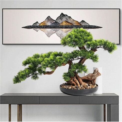Artificial Bonsai Tree 17 Inches Artificial Bonsai Pine Tree，Realistic Fake Plant Decoration, Potted Artificial House Plants, for Desktop DisplayZen Garden Décor in Saudi Arabia